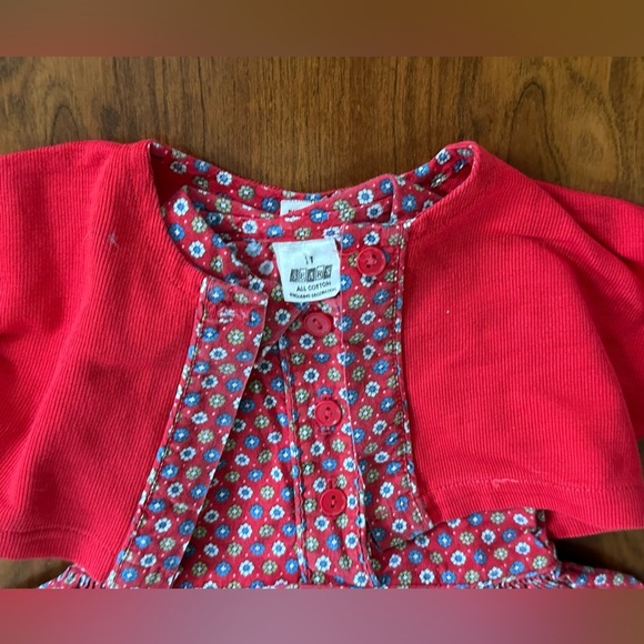 Vintage Sears Baby Girl Set – Red Floral Romper Dress & Matching Sweater Size 1T - Picture 6 of 9